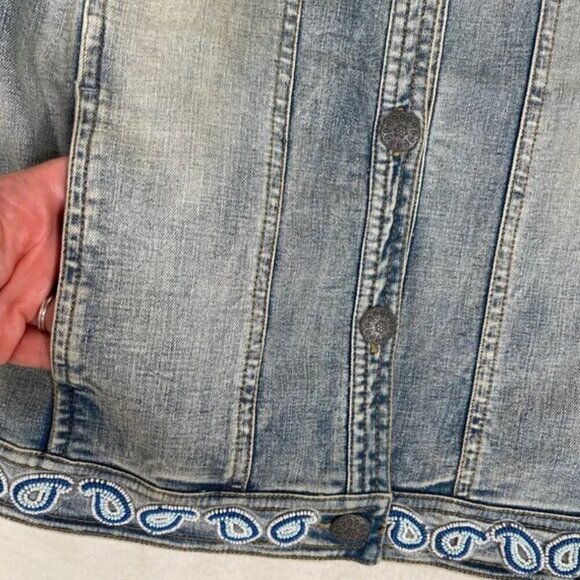 Scully Beaded Jean Jacket Medium Southwest Western - Picture 10 of 15